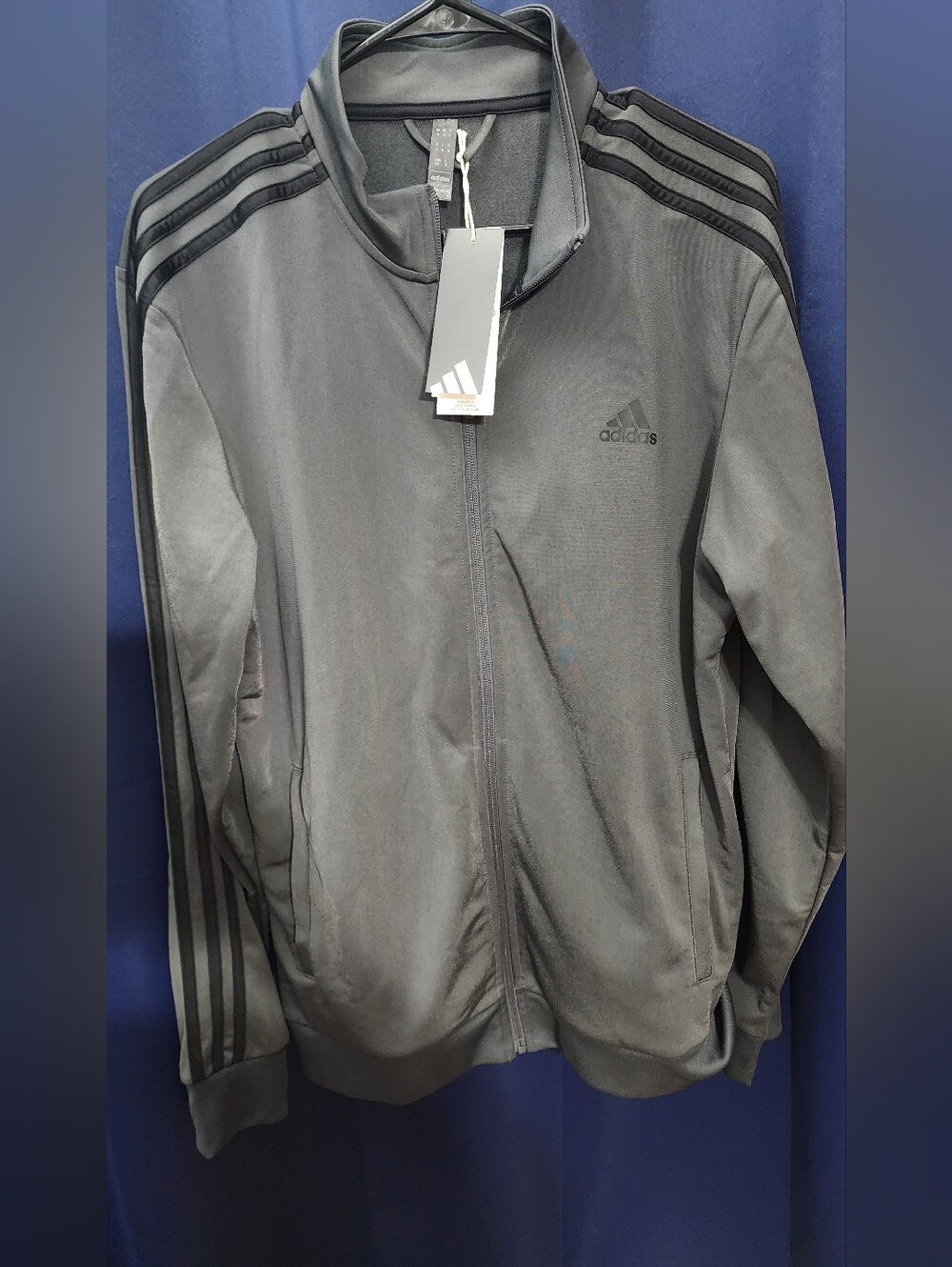NWT Adidas Men’s Essentials 3-Stripes Track Jacket - Grey/Black - Size M
